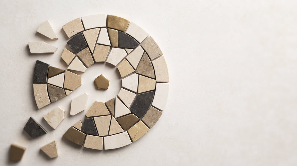 A circular mosaic with a missing section