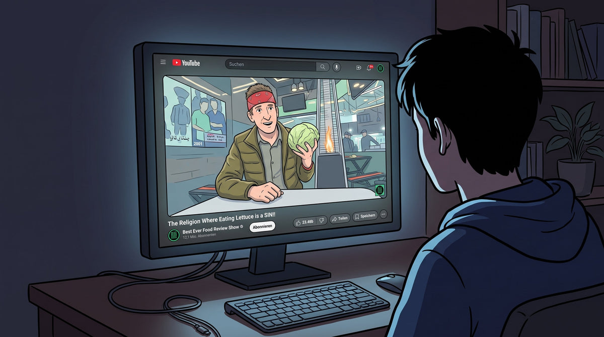 A person watching a video at a desk