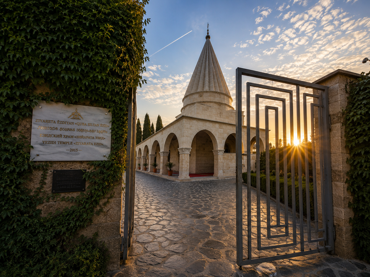 At the entrance to Ziyareta Siltan Êzîd in Tbilisi, Georgia