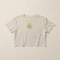 Dingir beige and gold women’s crop top by Ay & Taiyō