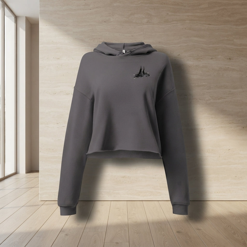 Grey Lalish Temple crop hoodie with small black motif