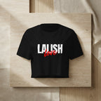 Black Lalish Love embroidered women’s crop top by Ay & Taiyō