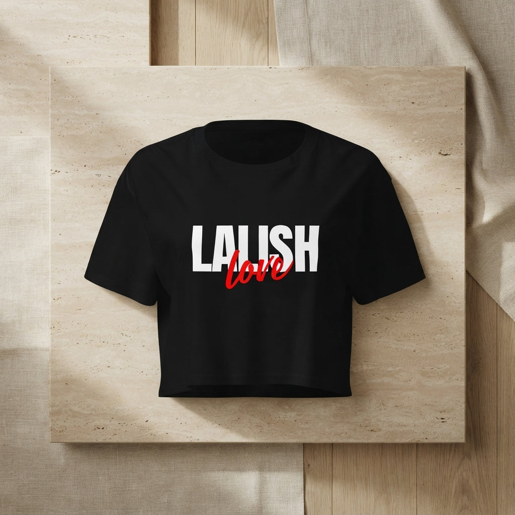 Black Lalish Love embroidered women’s crop top by Ay & Taiyō