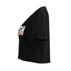 Black Lalish Love women’s crop top, left view