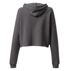 Grey Lalish Temple crop hoodie with small motif, back view