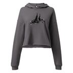 Grey Lalish Temple crop hoodie with large motif, front view