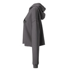 Grey Lalish Temple crop hoodie with large motif, left view