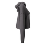 Grey Lalish Temple crop hoodie with large motif, right view